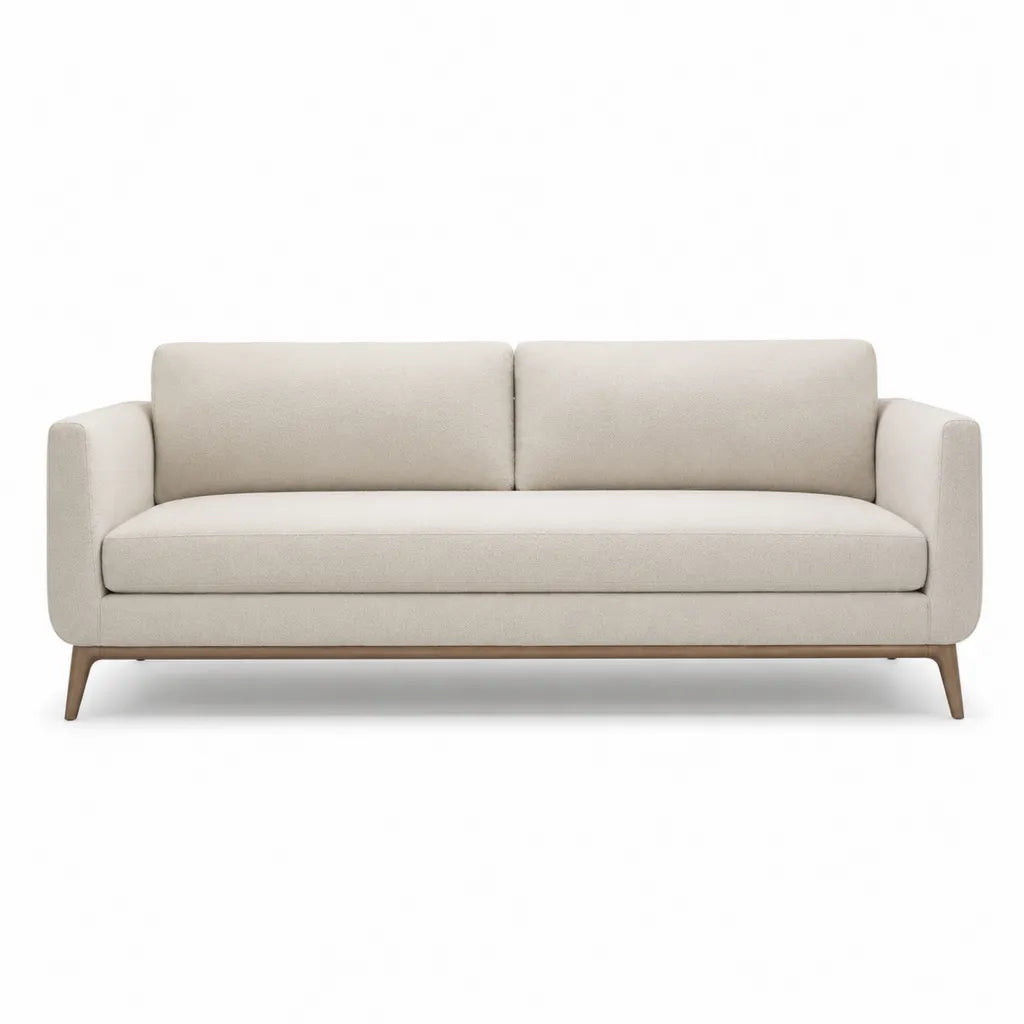 3-Sitzer Sofa 200 x 85 x 82 cm mit Polyesterbezug geradlinige Form Creme