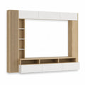 TV-Wand Wohnwand 200 x 35 x 180 cm Spanplatte Eicheoptik Wei rechteckig