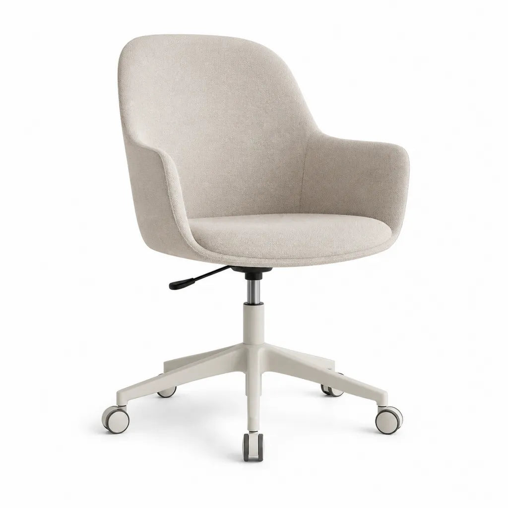 Burodrehstuhl hohenverstellbar mit Armlehnen Polyester Cremewei 68 x 68 x 86-96 cm