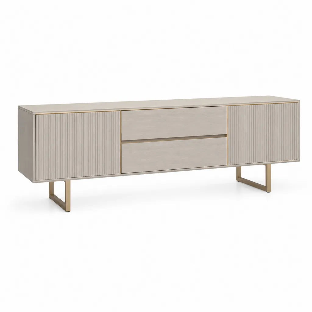 TV Lowboard 180 x 40 x 60 cm MDF rechteckig Beige Gold