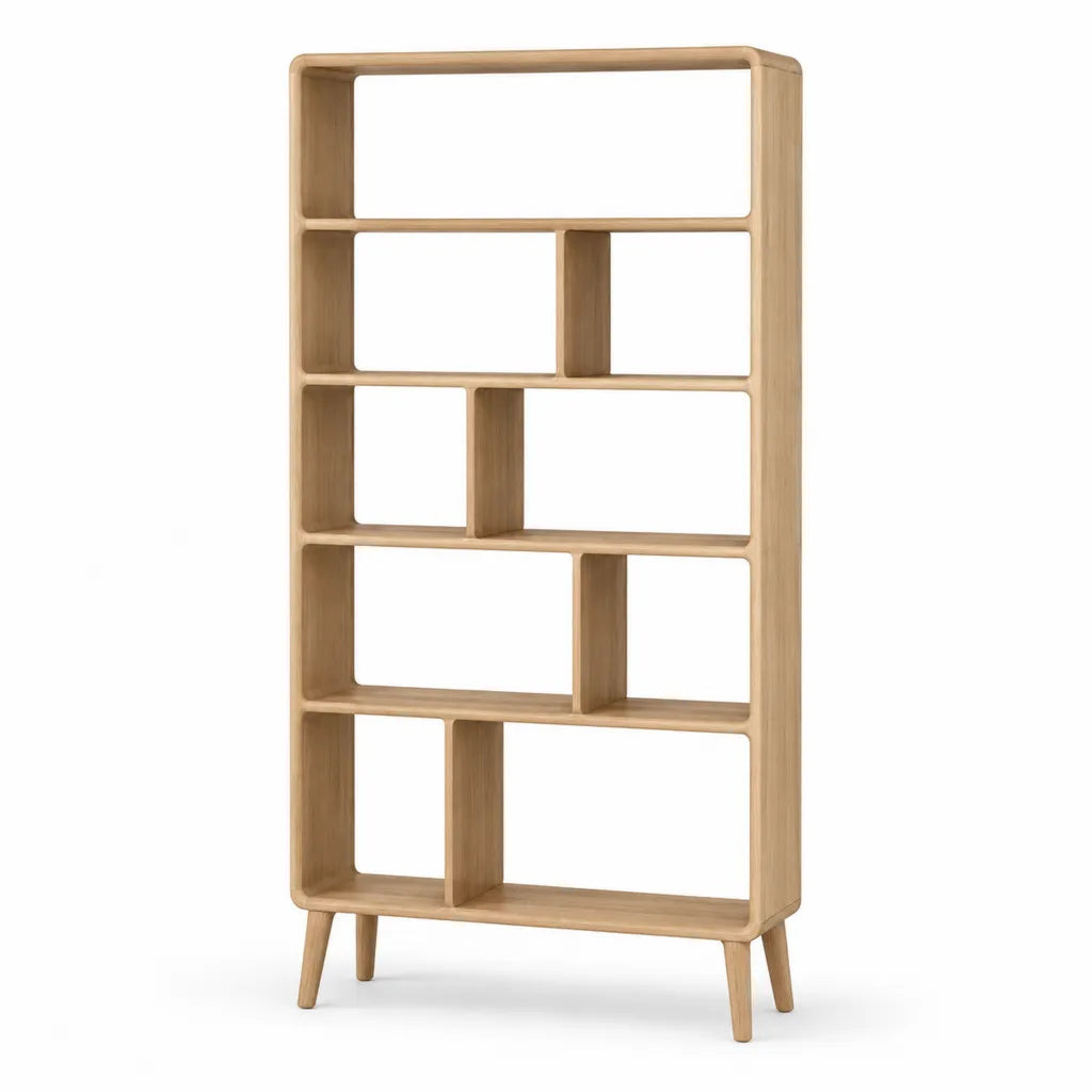 Standregal aus massivem Bambus mit 9 Fachern rechteckig naturfarben 90 x 35 x 180 cm