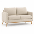 2-Sitzer Sofa gerade 150 x 85 x 85 cm Polyester Beige mit Massivholzfuen