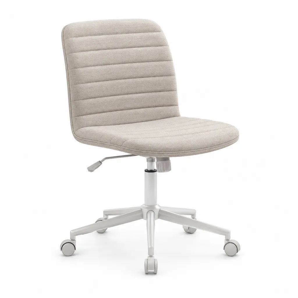 Burostuhl Drehstuhl ohne Armlehnen mit Rollen hohenverstellbar Polyester Hellgrau 58 x 58 x 84-94 cm