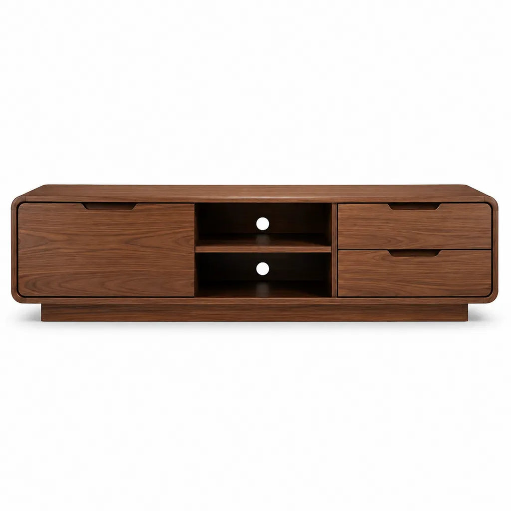 TV-Lowboard 180 x 40 x 50 cm MDF mit Nussbaumfurnier rechteckig walnussbraun