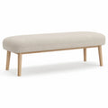 Polsterbank 120 x 40 x 45 cm rechteckig mit Polyesterbezug und Massivholzbeinen Beige