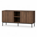 TV-Sideboard 180 x 40 x 75 cm aus MDF mit Walnussfurnier rechteckig Walnussbraun Schwarz