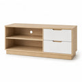 TV-Lowboard mit 2 Schubladen und 2 offenen Fachern Spanplatte rechteckig Eiche Wei 120 x 40 x 50 cm