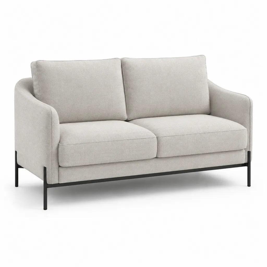 2-Sitzer Sofa mit Polyesterbezug und Stahlgestell Hellgrau 145 x 80 x 85 cm