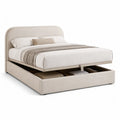 Polsterbett Stauraumbett 160 x 200 cm mit hydraulischem Bettkasten Polyester Beige