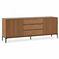 TV-Sideboard mit 2 Turen und 3 Schubladen aus MDF mit Walnussfurnier rechteckig Braun Schwarz 160 x 40 x 75 cm
