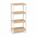 Standregal mit 4 Ablagen aus Bambus und PP Kunststoff rechteckig Naturwei 60 x 30 x 120 cm