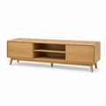 TV-Lowboard mit 2 Turen und 2 offenen Fachern Eichenfurnier rechteckig Eiche Natur 180 x 40 x 50 cm