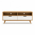 TV Lowboard 120 x 40 x 60 cm aus Spanplatte und MDF rechteckig in Eiche und Wei