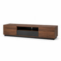 TV-Lowboard 180 x 40 x 45 cm aus MDF rechteckig Walnussbraun Schwarz