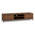 TV-Lowboard mit 2 Turen und 2 offenen Fachern aus MDF mit Walnussfurnier Braun 180 x 40 x 50 cm