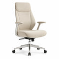 Ergonomischer Burostuhl mit hoher Ruckenlehne Polyesterbezug Beige 68 x 68 x 118-128 cm