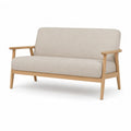 2-Sitzer Sofa 130 x 74 x 78 cm mit massivem Eichenholzgestell Polyesterbezug rechteckig Beige Natur
