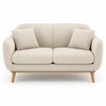 2-Sitzer Sofa Boucle-Polyester Creme mit Kiefernholzfuen 160 x 85 x 82 cm